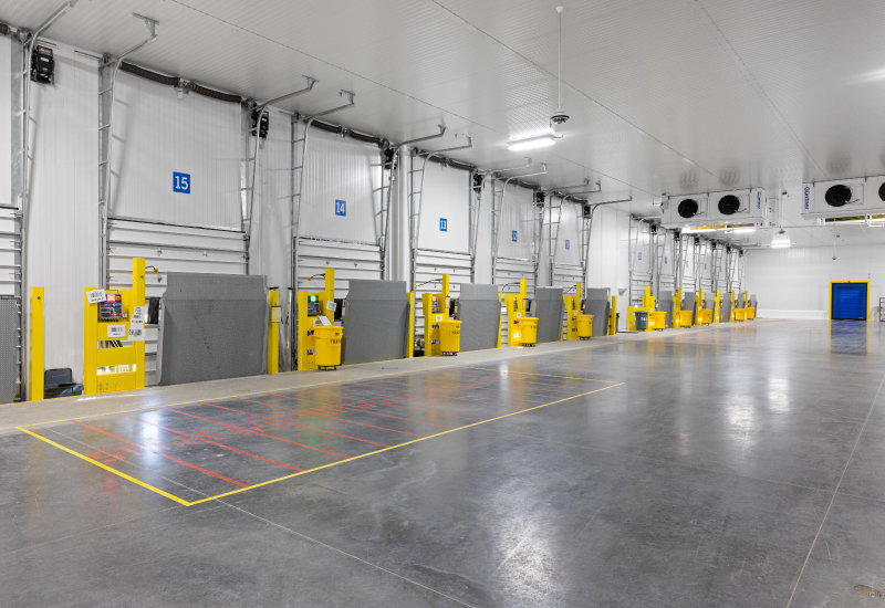 arco-national-construction-design-build-cold-storage-dominos-pizza-crown-point-indiana-gallery8 Domino's loading dock's, viewed from inside of their new Dough Processing & Foodservice Distribution Facility in Crown Point, IN