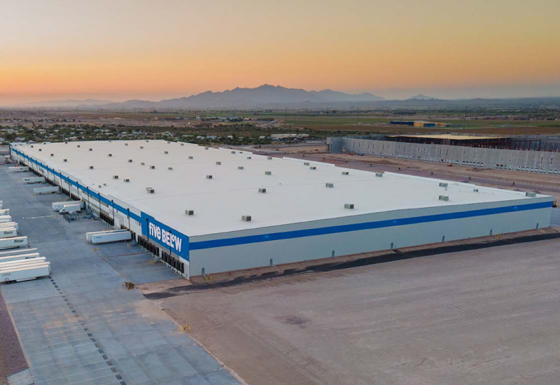 Aerial showing loading docks for the Scannell Properties / Five Below Distribution center in Buckeye, AZ