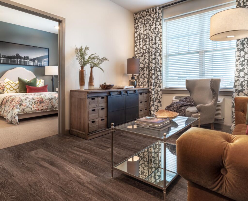 Living Space inside Stonecrest Senior Livings new Assisted Living & Memory Care Facility in Wildwood, MO