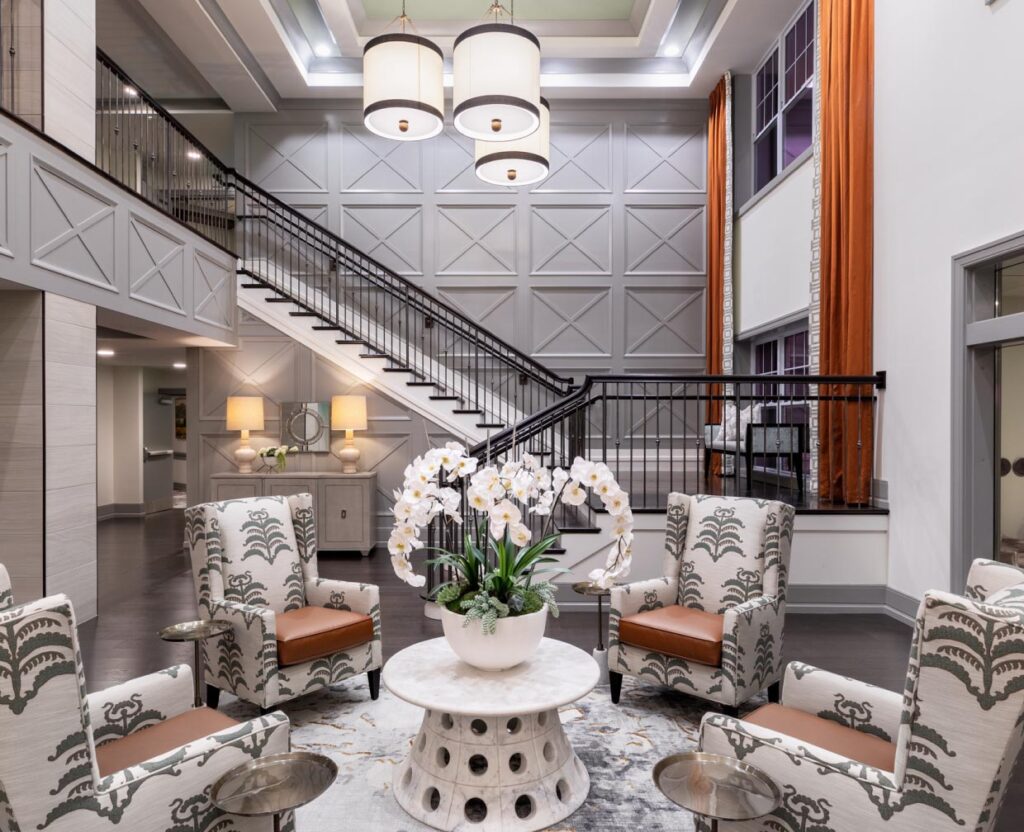 Lobby for Stonecrest Senior Living's new Assisted Living & Memory Care Facility in Wildwood, MO