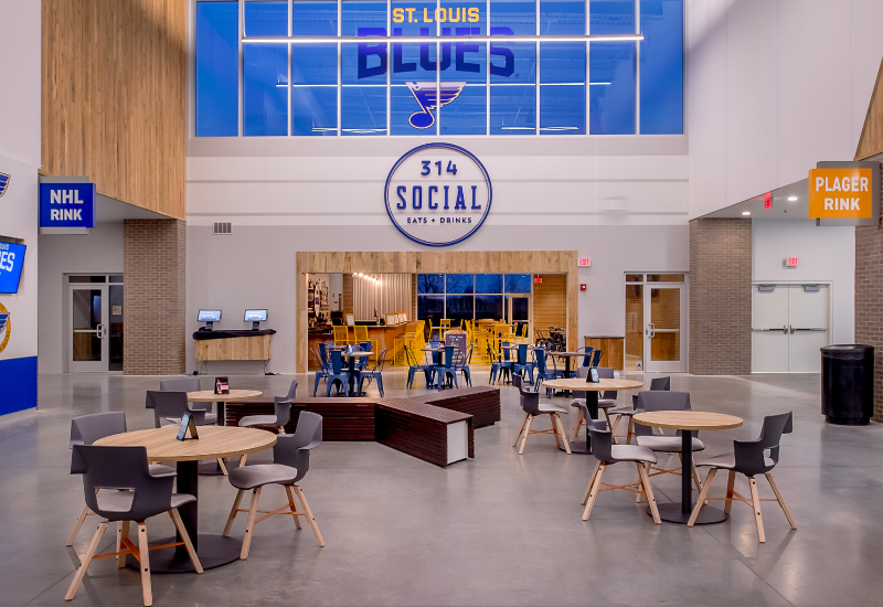 Dining area for the Centene Community Ice Center in Maryland Heights, MO