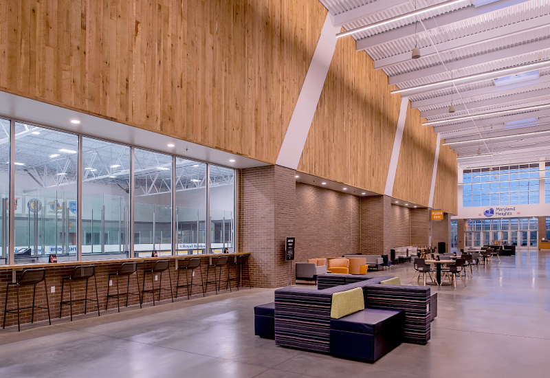 Lounge space in the Centene Community Ice Center in Maryland Heights, MO