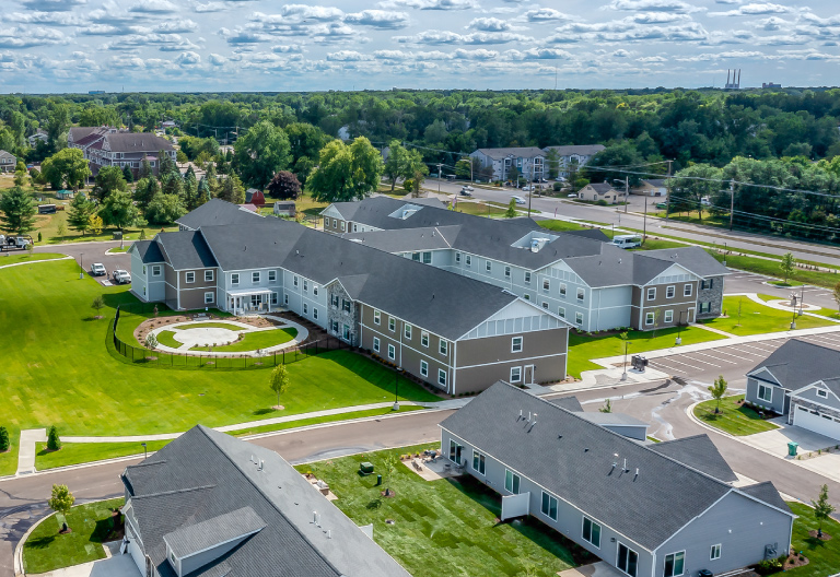 Aerial view of Provision Living an Assisted Living & Memory Care Facility in east Lansing, MI