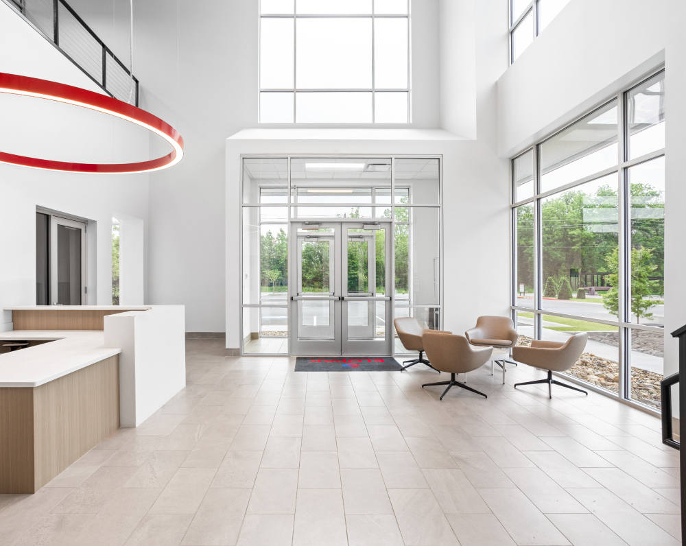 Elopak's front lobby in their new manufacturing facility in Little Rock, AR