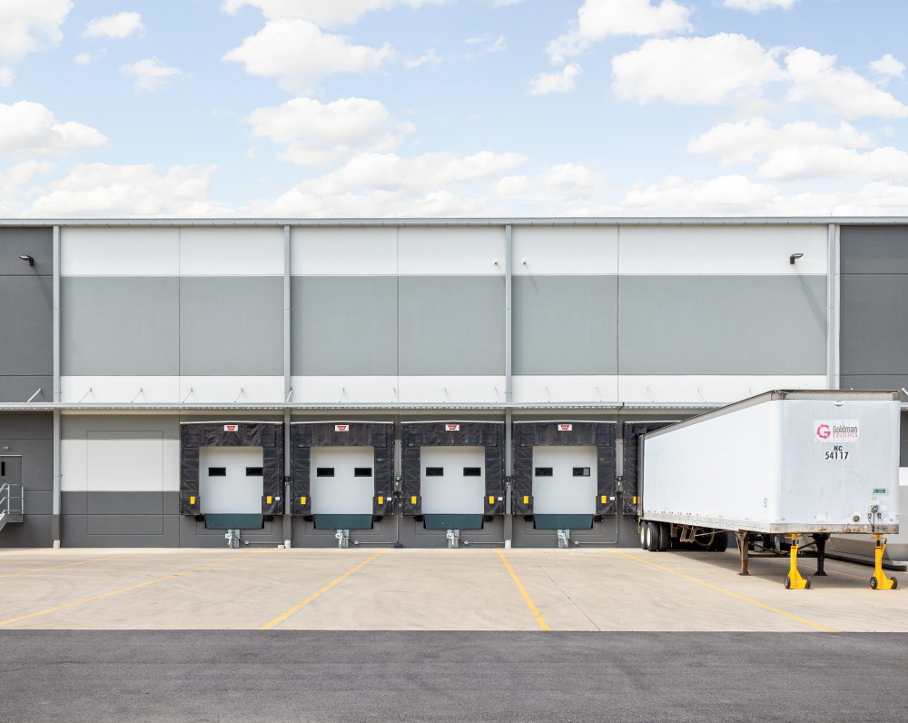 exterior view of EloPak's loading docks on their new manufacturing facility in Little Rock, AR