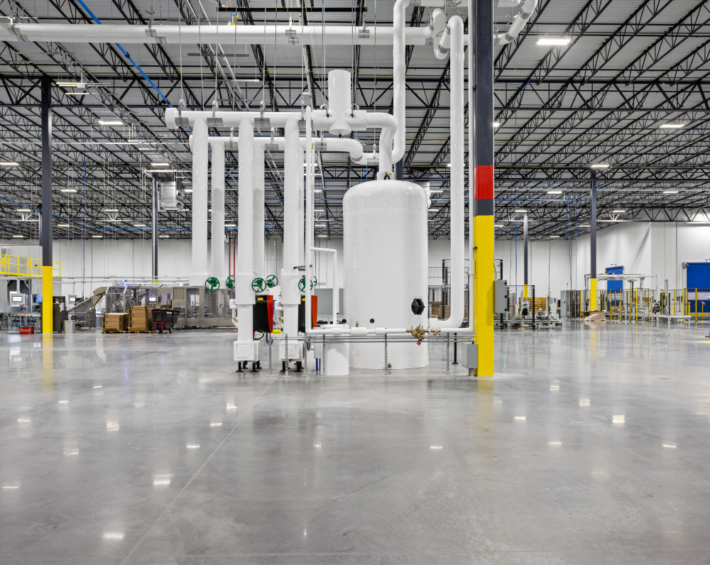 Receiver tank inside EloPak's new manufacturing facility in Little Rock, AR