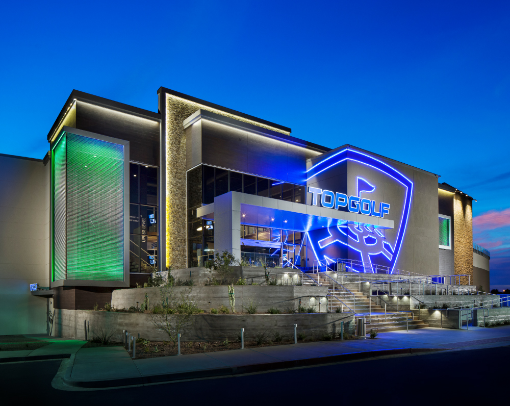 front entrance to topgolf in gilbert arizona