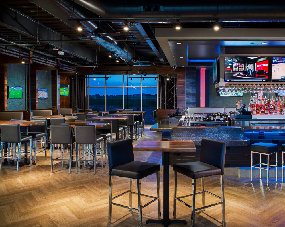 bar area of the topgolf in gilbert arizona