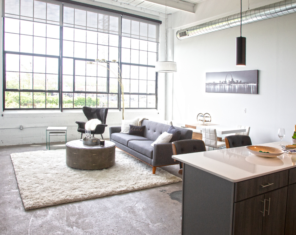 living area within a woodward lofts unit