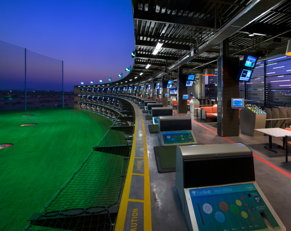 hitting bays of the topgolf in scottsdale arizona