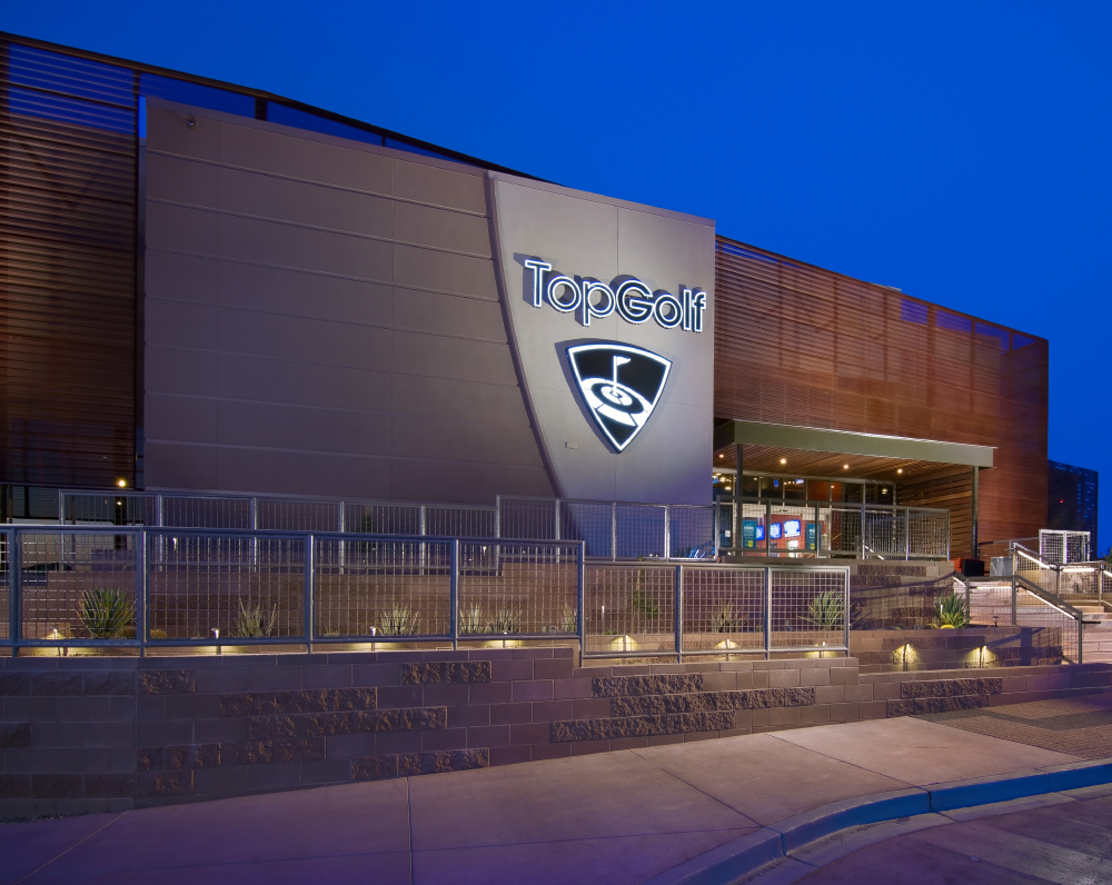 front door to the topgolf facility in scottsdale arizona